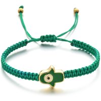 Green Lucky Evil Eye Fatima Hand Bracelet For Women Vintage Jewelry Handmade Braided Rope Adjustable Bracelet Birthday Gift