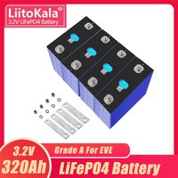 1-32PCS LiitoKala 3.2V 320Ah Lifepo4 battery 300AH 310Ah Grade A 12V 24V Rechargeable Battery Pack EU US Tax Free With Busbars