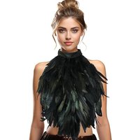 Feather Cape Shawl Costume Witch Wings Collar Adult Crow Neck,Punk Gothic Feather Cape – Natural Rooster Feather Choker