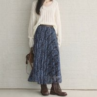 Women's with Floral Print Maxi Skirts Korean Style High Waist Vintage Sheer Mesh A-line Skirt Elegant Streetwear Chiffon Skirts