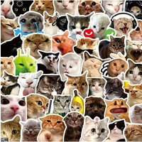 100Pcs Funny Cat Meme Stickers Cute Kitten Expression Decals Waterproof For Notebook Journal Decor LanLanStickersWorld Store