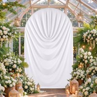 Stretch Pleated Draped Arch Cover Multi‑Color Fabric Backdrop for Wedding Birthday Baby Shower Graduation Party Photo Decor