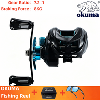 OKUMA 8KG Baitcasting Fishing Reel Portable Rotate 7.2:1 Fishing Reel Collaborate to Trigger An Alarm For Smooth Casting