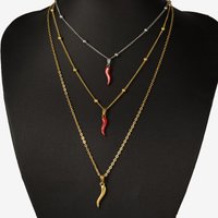 1Pc Stainless Steel Vintage Lucky Horn Cornicello Hot Pepper Pendant Necklaces Gothic Italian Chilli Aesthetic Collares Jewelry