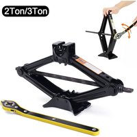 2T/3T Car Scissor Jack Auto Emergency Crank Lift Stand Labor-Saving Repair & Tire Replacement Tool with Wrench for SUV Vehicles