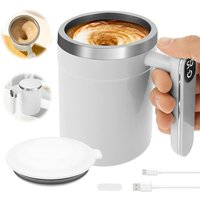14 Oz Automatic Magnetic Stirring Coffee Mug Stainless Steel Thermal Cup with Handle Temp Display Type C Charge Self Mixing Cups