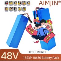 48V E-Bike 13S3P Battery Pack 10.5Ah 18650 Rechargeable Lithium for Electric Scooter Bicycle 1000W BMS + 54.6V Charger
