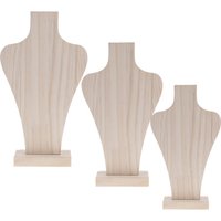 Présentoir de collier de mannequin amovible avec poignées en bois naturel, pendentif T1, buste d'exposition, ornements non peints, étagère de présentation