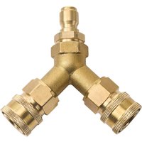 3/8 Inch Brass Pressure Washer Splitter - Dual Gun Quick Connect 5000 PSI Garden Hose Car Cleaning Tool