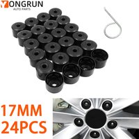 24pcs Suitable For Volkswagen Models Wheel Hub Dust Cover Nut Black 17mm Tire Anti-Theft Nut Dust Cover Decorative Cap