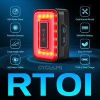 CYCLAMI Bicycle Intelligent Radar Tail Light Bike Smart Rear Brake Sensing Lamp Ebike LED New Cycling Sensor Warning Taillight