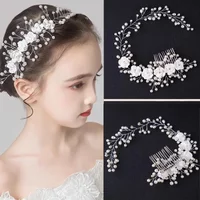 Pearl Flower Hair Comb Romantic Wedding Hair Accessory For Women Engagement Party Bridal Hairbands Fashion Crystal Hairpin Clip