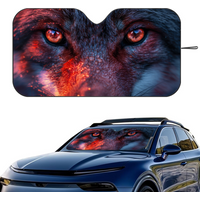 Angry Wolf Eyes Car SunShade Windshield Foldable Three-layer Insulation Sunshade By Suction Cup Blocks UV Rays Sun
