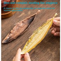 1 pc Golden Bodhi Leaf Metal Incense Holder–Elegant Unsculpted Incense Stick Burner for AromaRelax and Home Decor