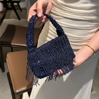 Vintage Handmade Beaded Handbags For Women French Fashion Elegant Sequin Banquet Bag Classic Luxury Design Female Tassel Purse
