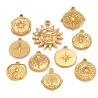 3Pcs Astral/Bee/Star/Sun Charm Stainless Steel Necklace Pendant DIY Earring Bracelet Accessory Handmade Jewelry Making Supplies