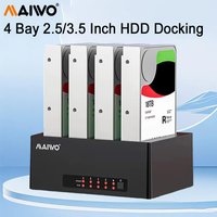 MAIWO Festplatten-Dockingstation 4-Bay SATA zu USB 3.0 HDD-Docking für 2,5/3,5 Zoll HDD/SSD Station Externe SATA-Laufwerksbox