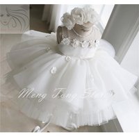 Girl's Dresses Born Baptism Dress For Baby Girl White First Birthday Party Wear 3D Flower Toddler Christening Gown Wedding Vesti