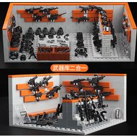 DIY assembling toy building block model MOC scene arsenal military base. Party gifts and toys for children's birthdays
