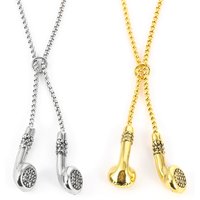 Trendy couple necklaces, hip-hop style, personalized music headphone and earbud pendants, fashion accessories for men and women