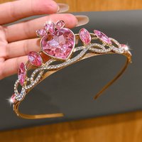 1 pink heart-shaped crown high-end and atmospheric birthday crown headband versatile hair accessory suitable for daily use