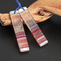 1 Pair Natural Gemstone Pendant Handmade Long Strip Shape Stone Pendants For Jewelry Making Diy Necklace Bracelet 47X10X4MM