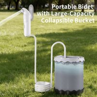 1600mAh Portable Bidet with15L/4Gal Collapsible Bucket 2Pressure Modes Waterproof Bidet Toilet Shower Sprayer for Camping Hiking