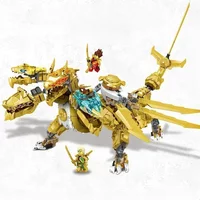 New Golden Ultra Dragon Bricks Golden Dragon Jet city ninja toys Building Block Christmas Gift