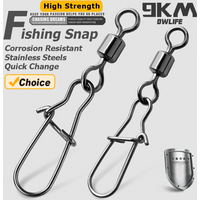 Duo-Lock Snap Swivels 50~200Pcs Fishing Swivel Snap Stainless Brass Saltwater Fishing Rolling Barrel Swivel Connectors Tackle