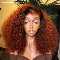 Ginger Orange Lace Front Wigs Human Hair Jerry Curly 13x6 13x4 HD Transparent Lace Frontal Curly Wig 450% Density Glueless Wig