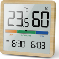 LCD Digital Clock Hygrothermograph Indoor Thermometer Hygrometer Home Office Desktop Table Monitor Temperature Humidity Meter