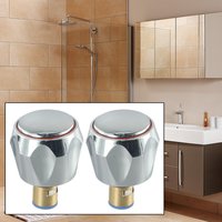2set Tap Reviver Conversion Kit 1/2in Tap Handle Copper Valve Screw Kitchen Bathroom HotCold Water Faucet Self-tapping Top Cover