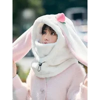 AliExpress NONE Cartoon Rabbit Ear Ski Helmet Cover Comfortable Soft Cycling Skiing Helmet Hat Lovely Winter Warm Plush Cap for Girl Women