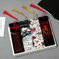 Stylish Acrylic Bookmark with Tassel Horror Movie Themed Bookmark for Book Lover Student Stationery Teacher Office Supplies