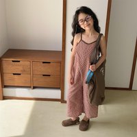 2026 Summer Children's Loose Overalls Baby Girls Sleeveless Sling Jumpsuits Cotton Calf-length Toddler Wide Leg Pants Trousers