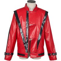 Michael Jackson Cosplay rote Lederjacke Cosplay-Kostüm Halloween Bühnenauftritt Outfit Herren-Oberteil