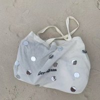 Canvas Bag Women Sequined Korean Letter Fashion Canual Simple Office Lady High-Capacity Shoulder Bag Handbag
