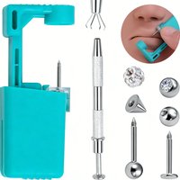 Lip Ear Piercing Jewelry Kit Include Nose Ear Piercing Gun Tool Raplace Ball and Pick-up Tweezers -16G