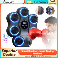 Podofo Machine de boxe musicale intelligente Bluetooth avec gants, 7 cibles, 9 vitesses et 11 modes pour adultes et enfants, cible électronique de boxe murale