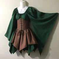 Ladies Gradient Print Retro Cosplay Halloween Performance Dress Renaissance Middle Ages