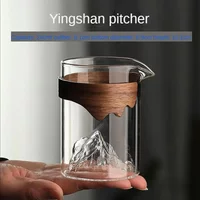 Wooden handle glass fair cup thickened household heat-resistant tea mug Kung Fu tea set accessories tea dispenser set