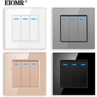 EIOMR – interrupteur mural encastrable à 3 voies, 1/2 voies, avec indicateur LED, Standard EU/UK, 86x86mm, pour alimentation électrique domestique