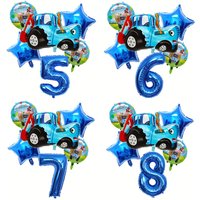 1Set Farm Tractor Balloons Blue Number Foil Balloon Tractor Theme Balloon Birthday Party Decoration Supplies Baby Shower Gifts