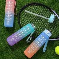Gradient Color Water Cup, Simple Rope Lifting Space Cup, Student Scale Straw Cup, Sports Water Bottle, High Aesthetic Value