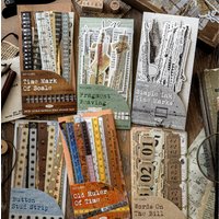 Mr.Paper 20Pcs Double Pack Long Strip Stickers Time Stitch Series Retro Journal Scrapbook Collage Decorative Craft Supplies