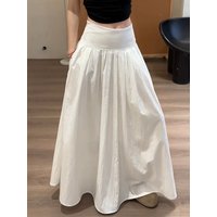 elegant white long skirt women fashion sweet loose cake skirts summer chic preppy style female high waist cute a line long skirt