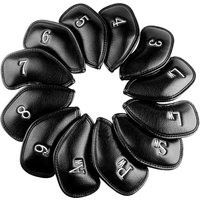 Premium Synthetic Leather Stylish Iron & Wedge Golf Head Covers Value 12 Piece Set, Embroidered Labels & Fits Most Clubs
