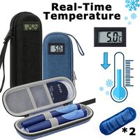 Insulin Cooler Travel Case Waterproof Insulin Cooling Bag with Thermometer Display Portable Medicine Organizer Bag for Diabetics