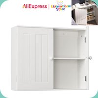 Hanging Bathroom Storage Cabinet Wall Cupboards with Double Doors Adjustable Shelf Bathroom Home Furniture White