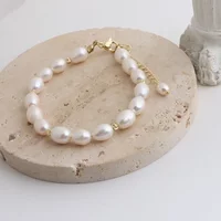Minar Harajuku Rice Freshwater Pearl Beads Beaded Strand Bracelets Dor Women Wholesale 14K Real Gold Plated Copper Accessories